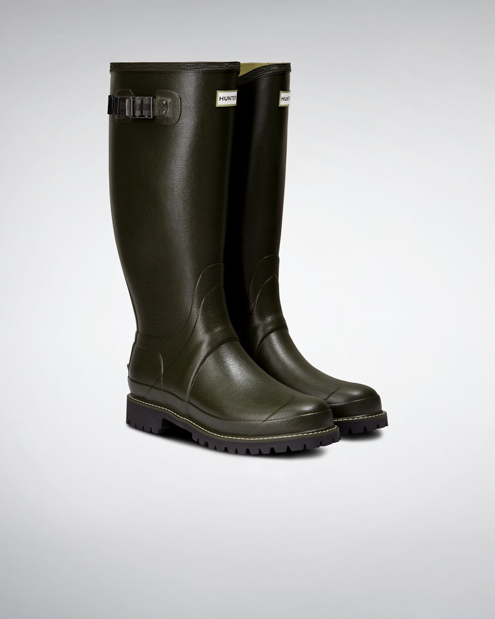 Hunter Balmoral Wide Fit Rain Boots - Buy Mens Dark Olive - LHZEBG294